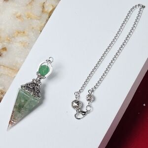 Raw Green Aventurine Filigree Pendulum Natural Stone Resin Chakra Reiki Decor